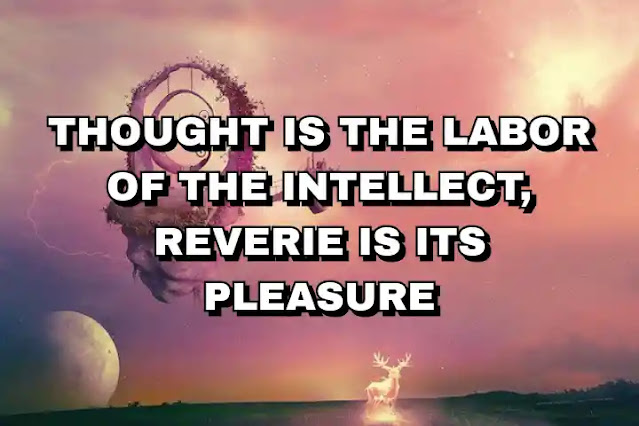 Thought is the labor of the intellect, reverie is its pleasure
