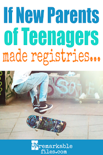 I can’t stop laughing at this hilarious list of fake registry ideas for parents of teenagers! Best piece of teenager parenting humor I’ve read in a long time. Nothing's harder than life with teens, and it’s better to laugh than cry, right? #raisingteenagers #teen #parentinghumor #funny