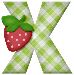 Alfabeto con Cuadros Verdes y Fresas. 