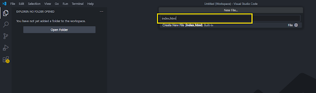 Create HTML File in VS Code (Type file name)