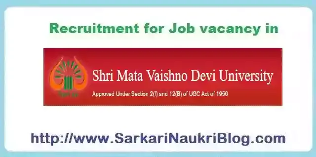 Vacancy Recruitment in SMVDU Katra