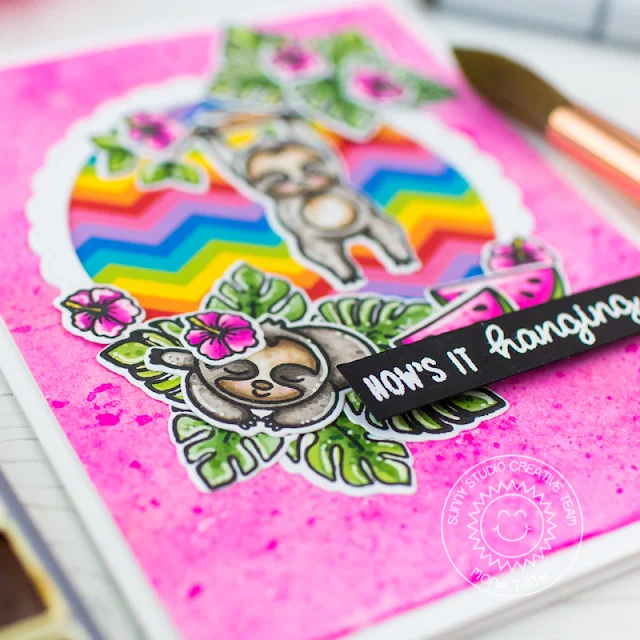 Sunny Studio Stamps: Silly Sloths Fabulous Flamingos Fancy Frames Dies Friendship Cards by Mona Toth and Franci Vignoli