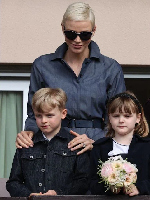 Akris Sea Island shirt dress. Princess Charlene wore a new cotton maxi shirt dress by Akris. Prince Jacques and Princess Gabriella