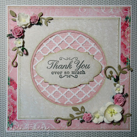 Pink floral thank you card