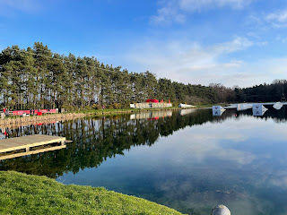 A small lake with ramps in it.