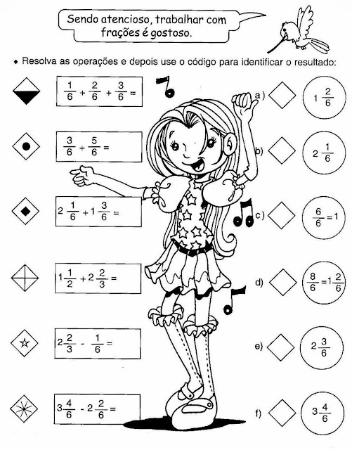 Atividades com frações para imprimir