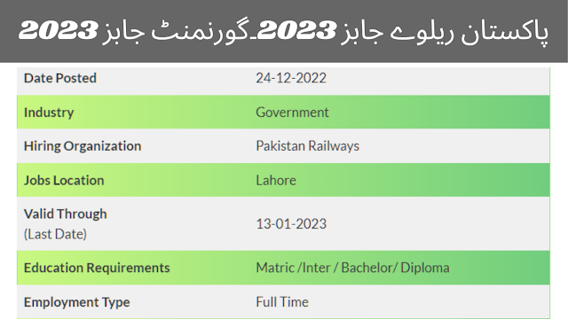 Pakistan Railway Jobs 2023 - Govt Jobs 2023