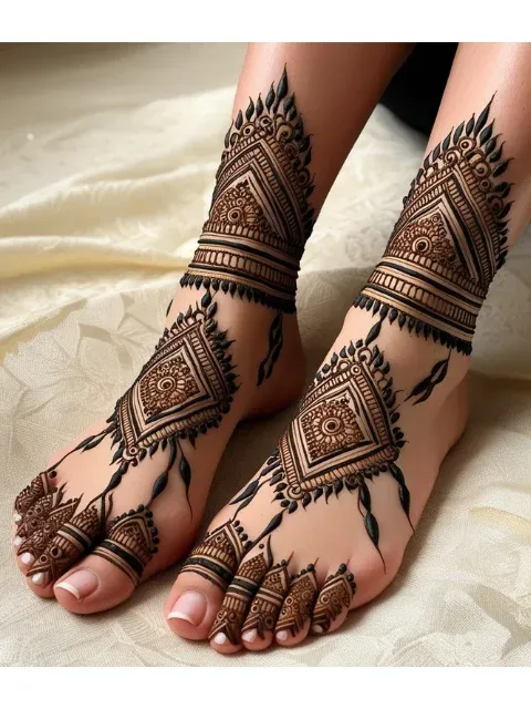 Geometric Feet Mehndi Design