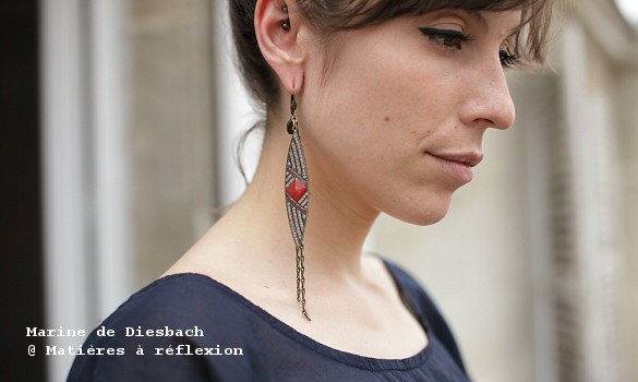 Boucles d'oreilles Mia rouge Marine de Diesbach