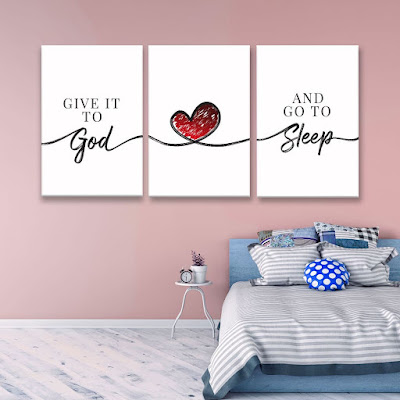 Give it to God and go to sleep 3 panel Christian wall art canvas
