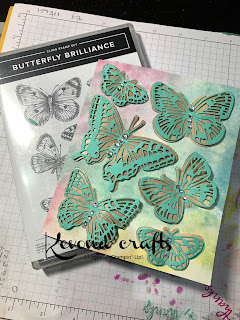A Butterfly brilliance card using the negative die and detail dies in coastal cabana and the speciality paper
