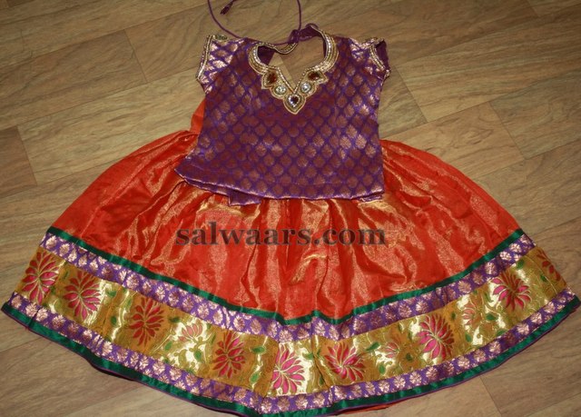 Uppada Tissue Kids Lehenga