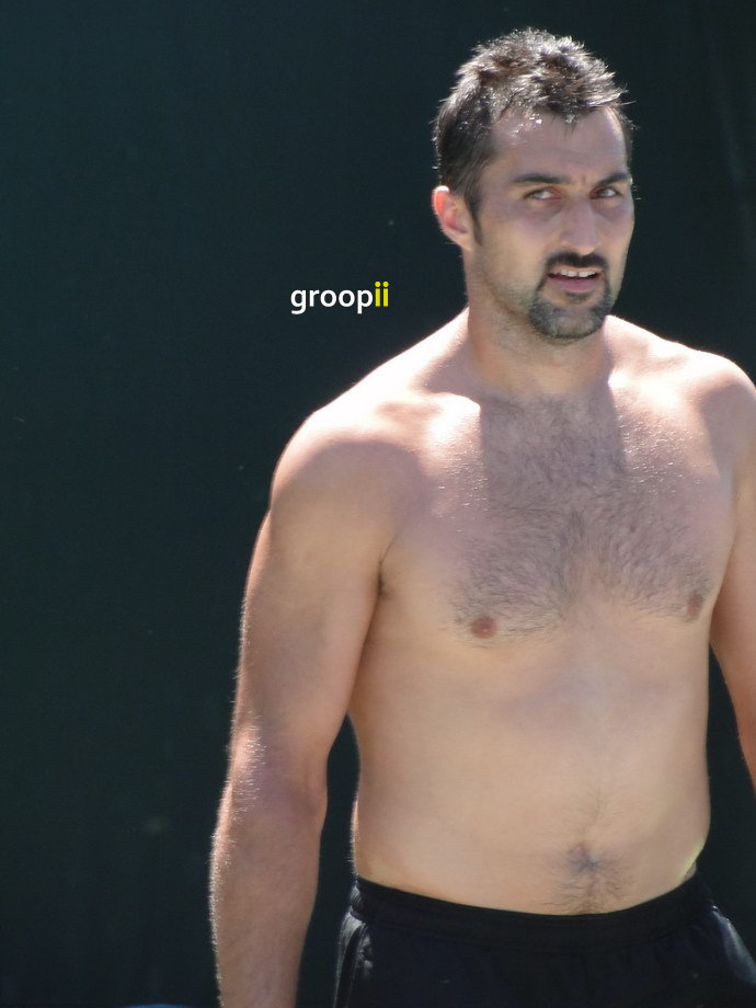 Nenad Zimonjic Shirtless at Sony Ericsson Open 2011