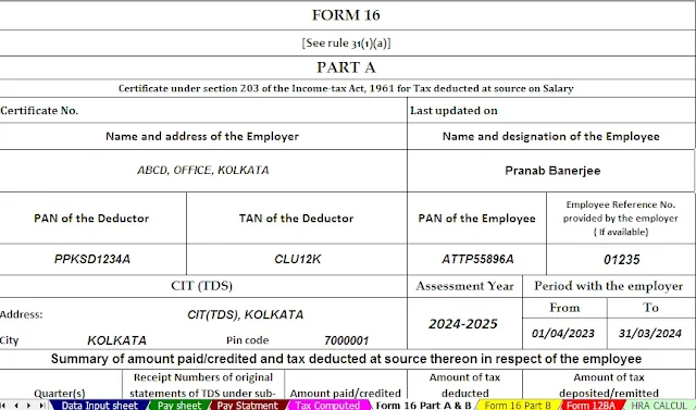Auto Calculate Income Tax Software All in One in Excel for the Non-Govt Employees