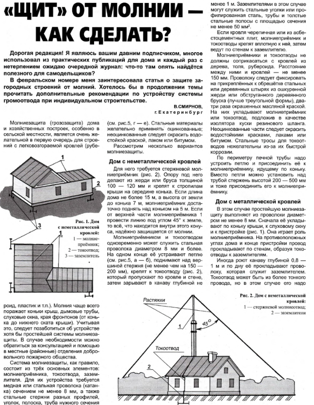 Как сделать молниезащиту дом и хозяйственных построек-своими руками?