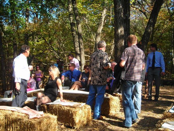 Countless hay bales were set up for seating How they got them all down