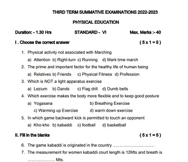 6th 7th 8th PET Question Paper 2023