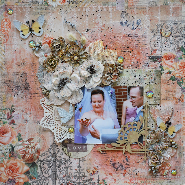 wedding layout by Tracey Sabella, featuring Blue Ferns Studio Autumn Anthology.