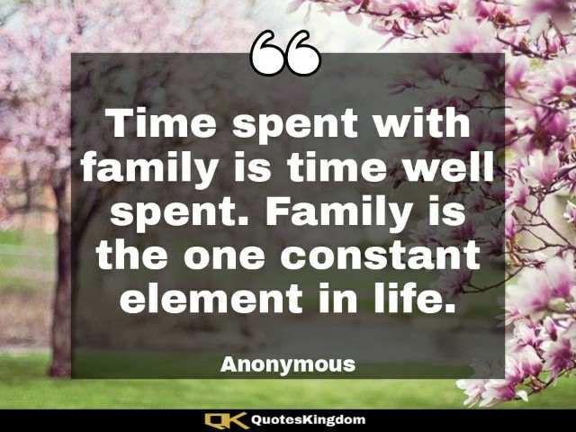 Family thought. Family time quote. Time spent with family is time well spent. Family is the ...