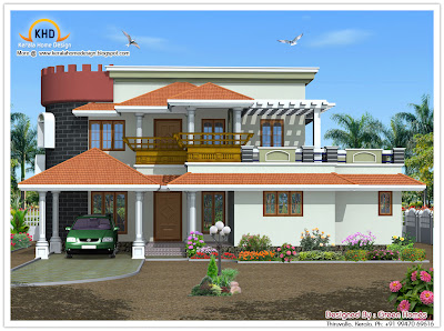 222 Square meter (2390 SqFt.) Kerala Style House Architecture - October 2011