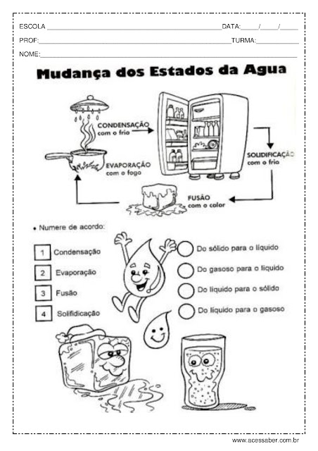 exercicios estados fisicos da agua