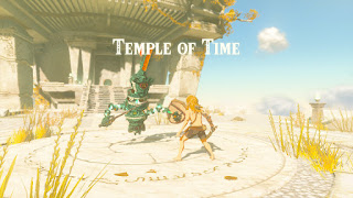 Link fighting a construct at the doorway to the Temple of Time