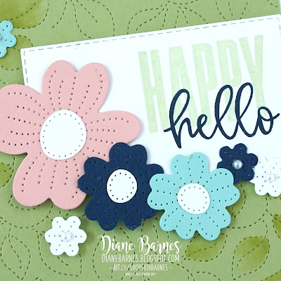 Quick and easy handmade hello card using Stampin Up Pierced Blooms, Stiched Greenery dies, & Biggest Wish stamp set. Card by Di Barnes - Independent Demonstrator in Sydney Australia - 2021-22 Annual Catalogue - colourmehappy -sydneystamper