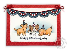 Sunny Studio Stamps: Party Pups & Stars & Stripes Fourth of July Dog Card by Mendi Yoshikawa