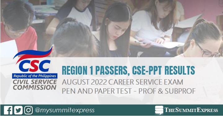 August 2022 civil service exam CSE-PPT results: Region 1 passers