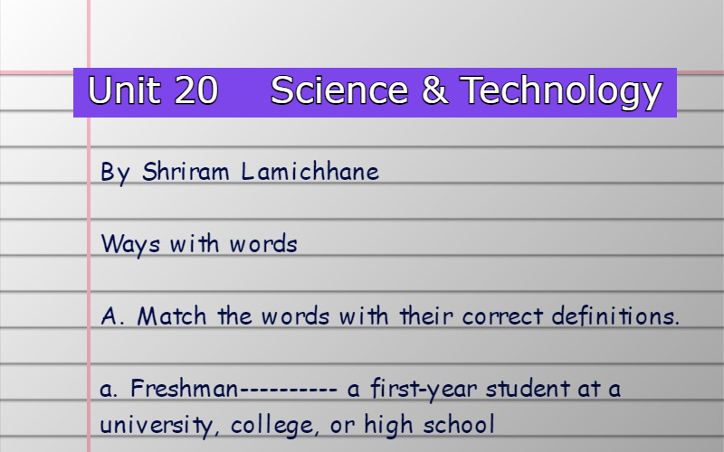 class 11 english unit 20 science and technology exercise PDF