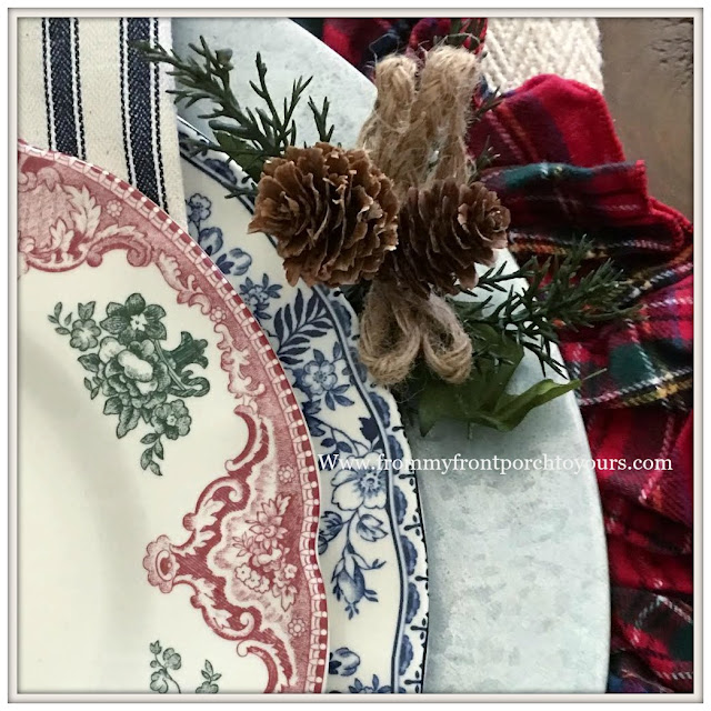 Christmas Place Setting-Transferware-Christmas Plaid- From My Front Porch To Yours