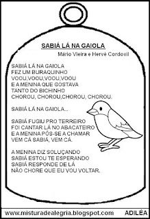 Atividades com música na educação infantil,sabiá lá na gaiola