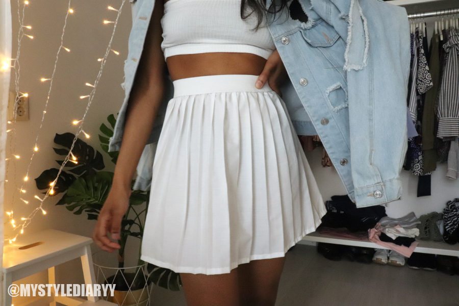 A two piece tennis skirt outfit