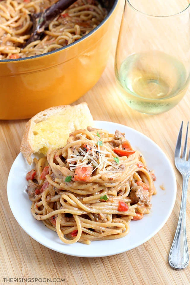 Creamy One-Pot Spaghetti with Italian Sausage