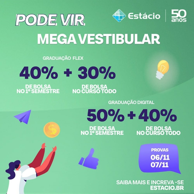 2020 não tem Enem, mas tem Megavestibular Estácio em Cocal-PI