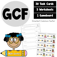  Greatest Common Factors GCF Task Cards