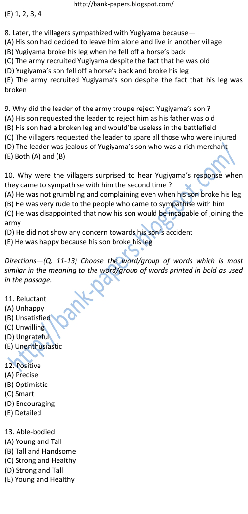 Vijaya Bank Sample Question Papers