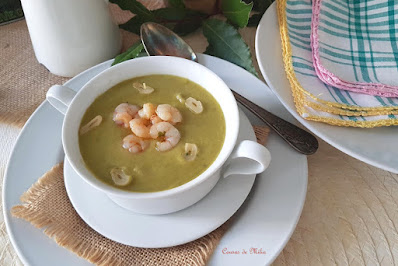 Crema de judías verdes con gambas