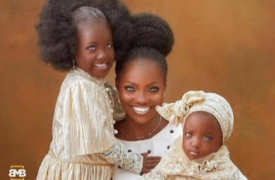 Adorable New Photos Of Kwara Mother, Risikat And Her Blue-eyed Daughters