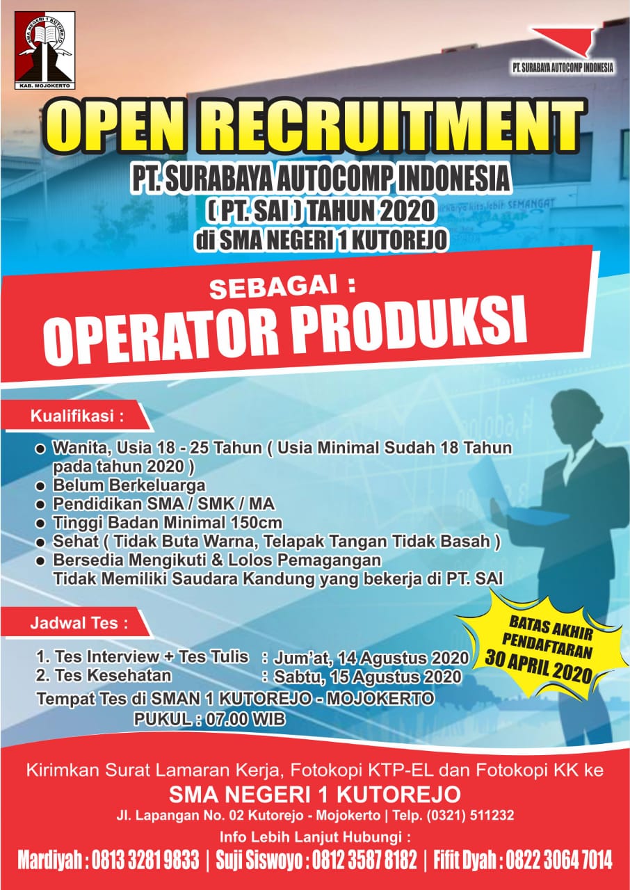 Loker Open Recruitment Pt Surabaya Autocomp Indonesia Sai 2020 Di Sman 1 Kutorejo Sman 1 Kutorejo