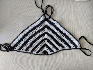 Full view of BLACK 'N WHITE RIPPLE CROP TOP - a free crochet pattern from Sweet Nothings Crochet