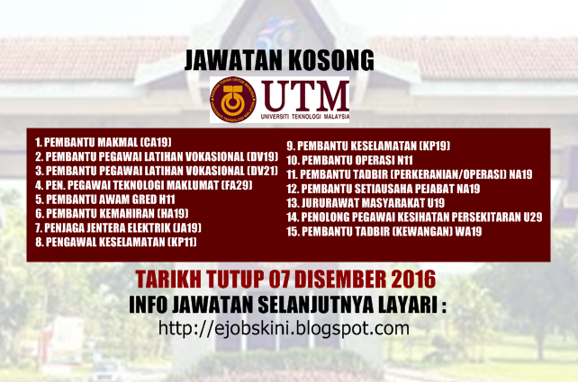 Jawatan Kosong UTM