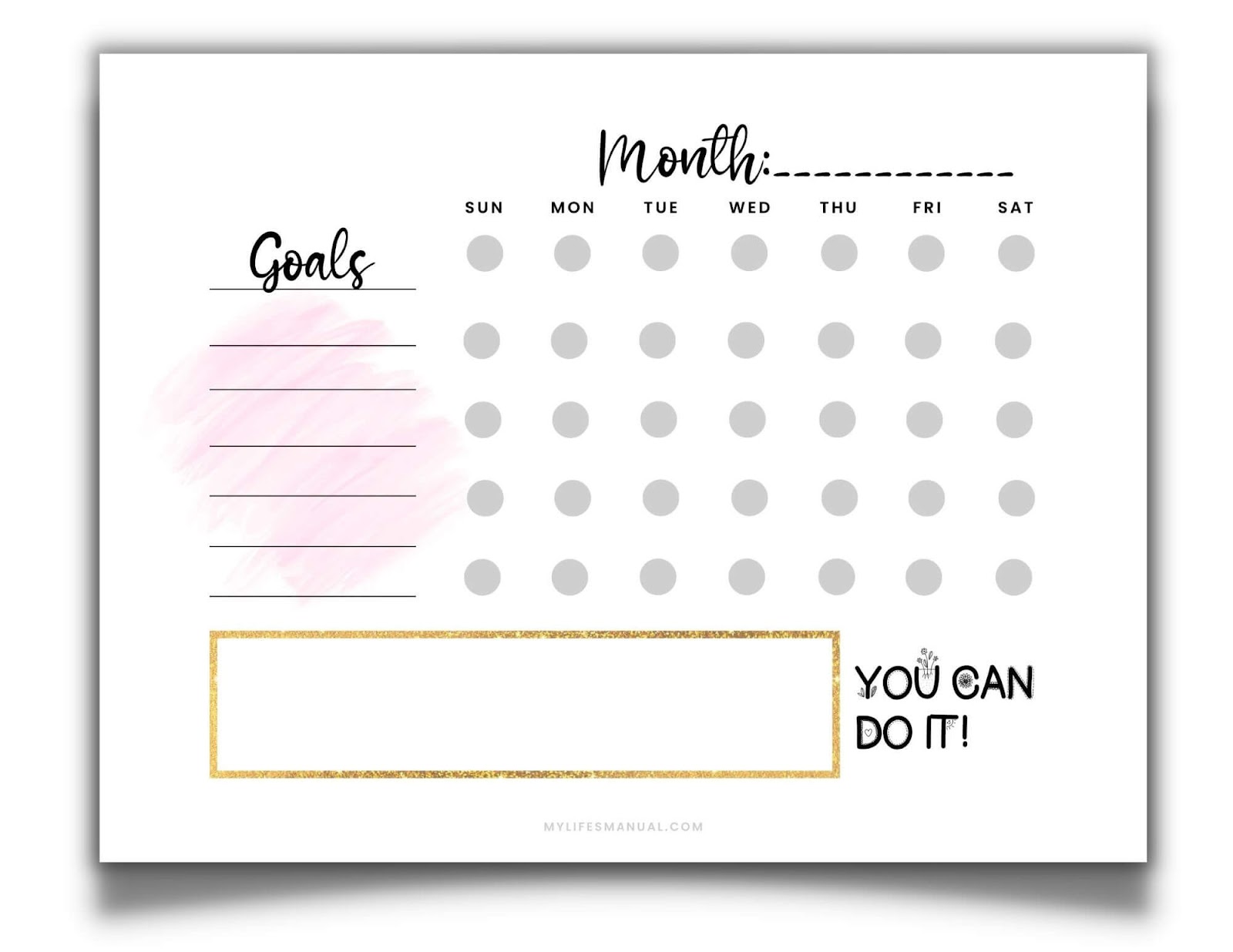 Desktop Monthly Calendar Printables Blank (3 colors)