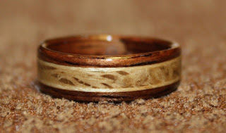 Rosewood Ring with inlays of Live Oak and Sugar Maple