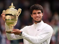 Carlos Alcaraz beats Novak Djokovic to win Wimbledon Men's Title.