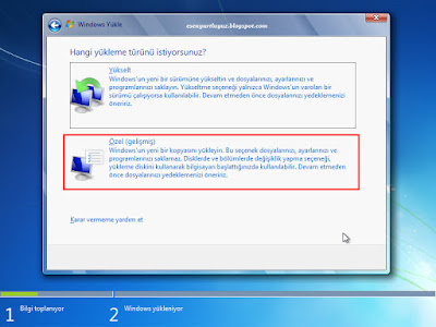 windows 7 temiz kurulum format atma ayarları