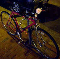 Rose on a red bike