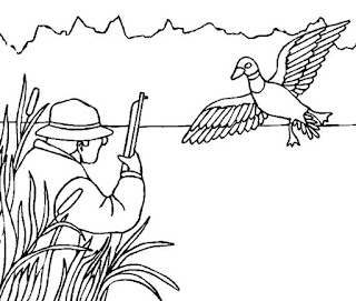 Hunting Flying Duck On River Coloring Pages Animals
