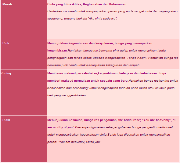 Suara Hati Makna  Tersirat Disebalik Warna  Bunga  Ros