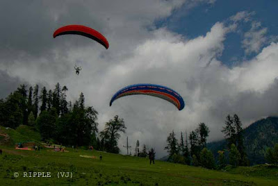 Solang valley is in Himachal Pradesh, India and is known for its summer and winter sports. The sports most commonly offered are parachuting, paragliding, skating and zorbing. Giant slopes of lawn comprise Solang Valley and provide it its reputation as a popular ski resort. A few ski agencies offering courses and equipment reside here and operate only during winters.Snow melts during the summer months and skiing is then replaced by zorbing (a giant ball with room for 2 people which is rolled down a 200 meter hill), paragliding, parachuting and horse riding. 13 kms. is a splendid valley between Solang village and Beas Kund. Solang valley offers the view of glaciers and snow capped mountains and peaks. It has fine ski slopes. The Mountaineering Institute has installed a ski lift for training purpose. Located here is a hut and guest house of the Mountaineering and Allied sports Institute, Manali. Now a few hotels have also come up. The winter skiing festival is organised here. Training in skiing is imparted at this place. Posted by Ripple (VJ) : ripple, Vijay Kumar Sharma, ripple4photography, Frozen Moments, photographs, Photography, ripple (VJ), VJ, Ripple (VJ) Photography, Capture Present for Future, Freeze Present for Future, ripple (VJ) Photographs , VJ Photographs, Ripple (VJ) Photography : 